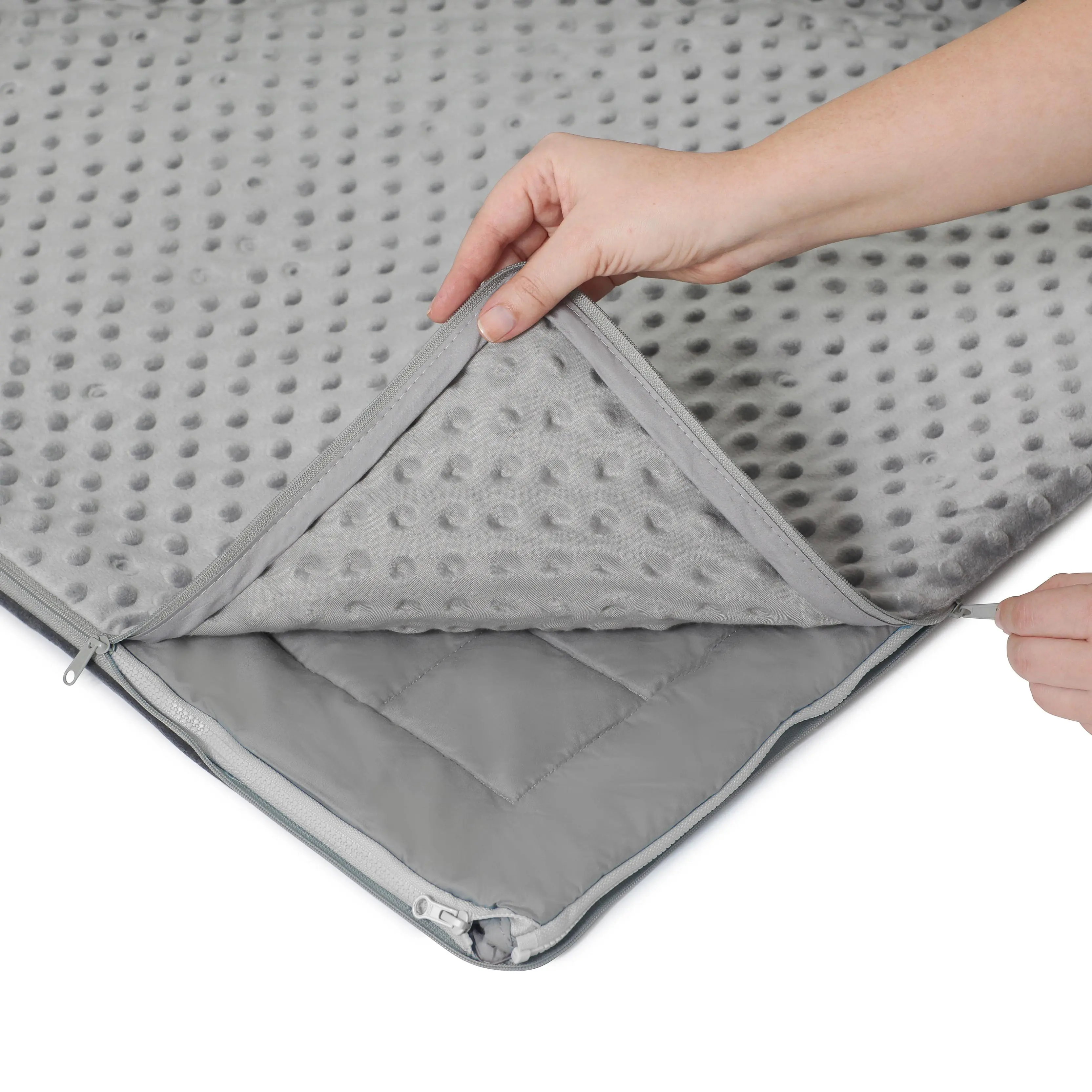 20 lb Weighted Blanket | Silky MicroPeach Fabric | 60”x80” | Queen Size | London Grey | Exclusive Stay-Put Zipper System