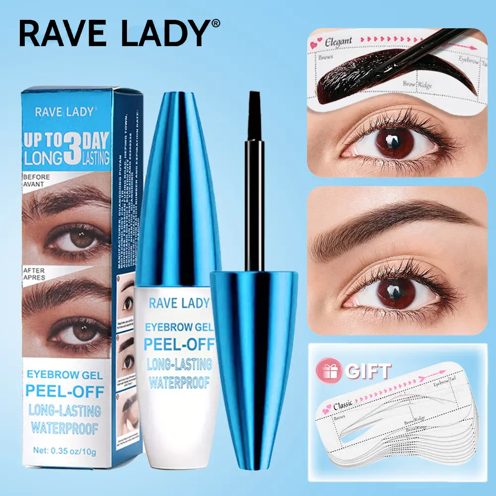 RAVE LADY Waterproof Peel-Off Eyebrow Tint Gel - Film-Forming Makeup with Medium Coverage for All Skin Types, Eyebrow Color, Cosmetics