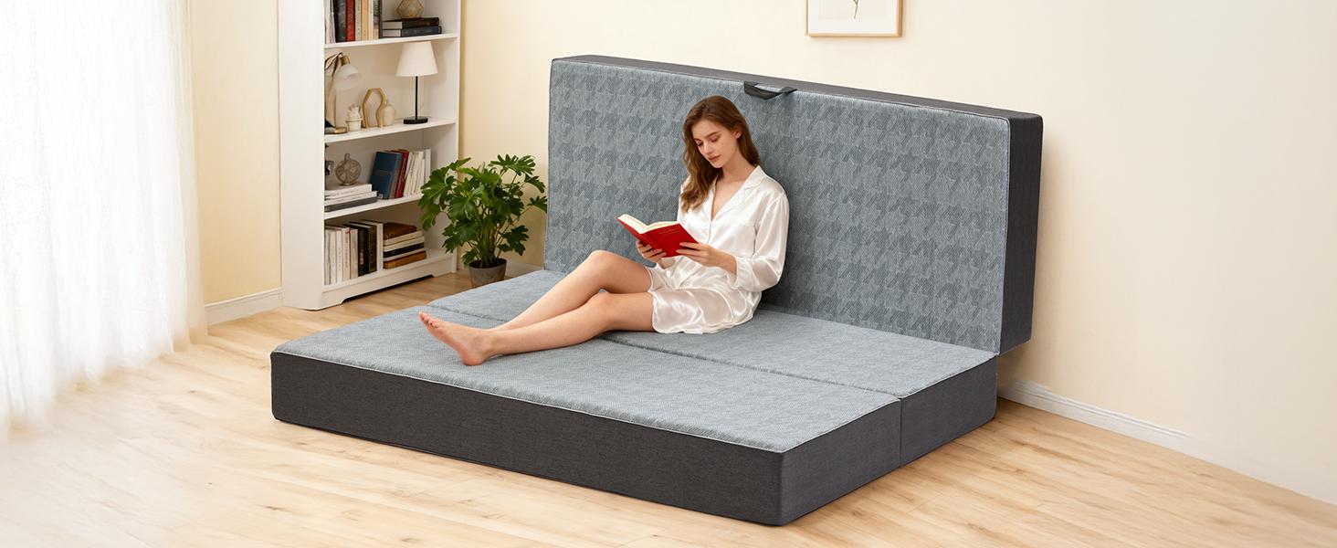 WINZOO Modern Twin Size 6-Inch Dual-Layer Memory Foam Futon Mattress - Portable Sofa Bed with Removable Washable Cover, Handle, Non-Slip Bottom for Guests, Camping WINZOO Modern Twin Size 6-Inch Dual-Layer Memory Foam Futon Mattress - Portable Sofa Bed with Removable Washable Cover, Handle, Non-Slip Bottom for Guests, Camping