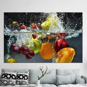 Kitchen Wall Decor, Fruit Poster, Colorful Art, Custom Wall Decor, Decor, Fruit Splash in Water. Poster No Frame. Interior Decoration Gifts Ornaments Room