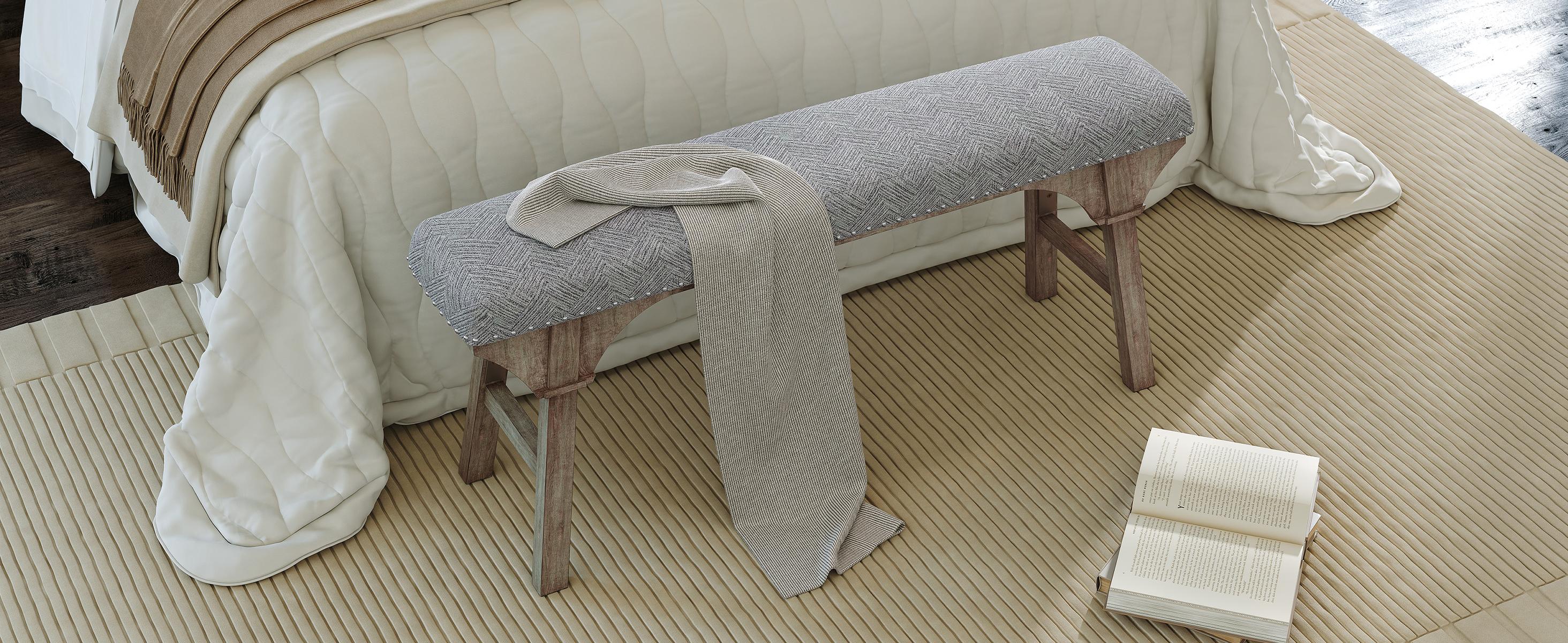 Upholstered Bench, Solid Wood & Nailhead Trim, Home Finds, Room Decor, Cozy Vibe, Versatile Seating for Family & Guests, Rustic Farmhouse Style, Entryway Dining Room Bedroom, Breathable & 300LBS Sturdy