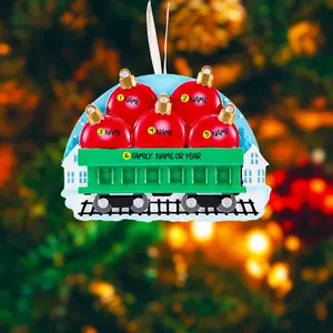 Family of 5 Train Ornament | Personalized Christmas Ball Tree Decor