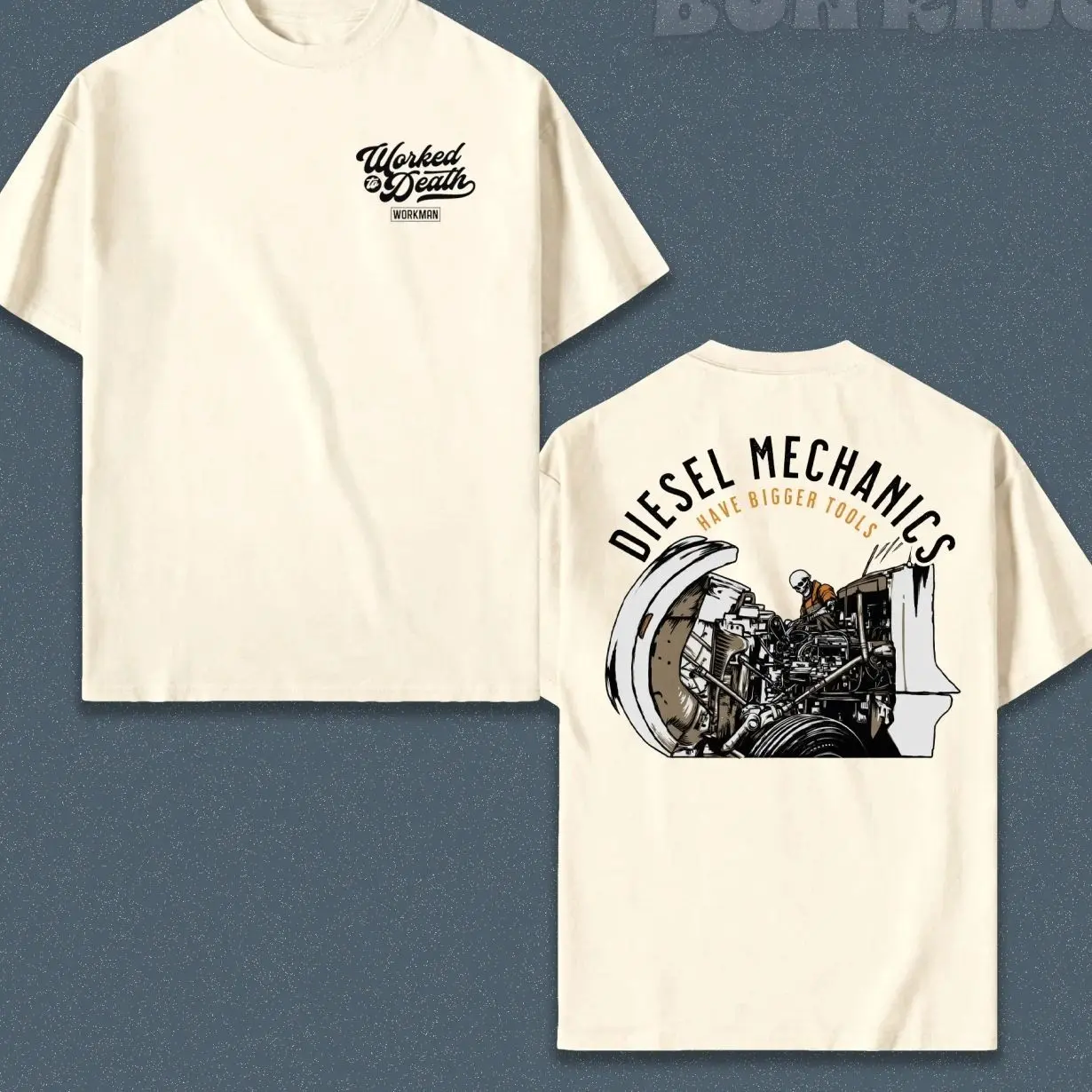 Diesel Mechanics Have Bigger Tools T-Shirt, Funny Heavy Equipment Graphic, 2 Sides Design, Soft Cotton Blend, Garage Gift for Men & Women 5F4