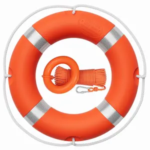 23 inch Boat Safety Throw Ring with Water Floating Lifesaving Rope 50FT set, 1.5 KG Professional Life Ring and Reflective Strip