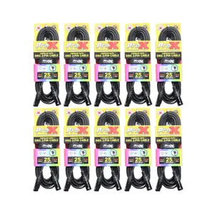 Pack of 10 Pro X 25 Ft. DMX XLR3-M to XLR3-F Premium Cables