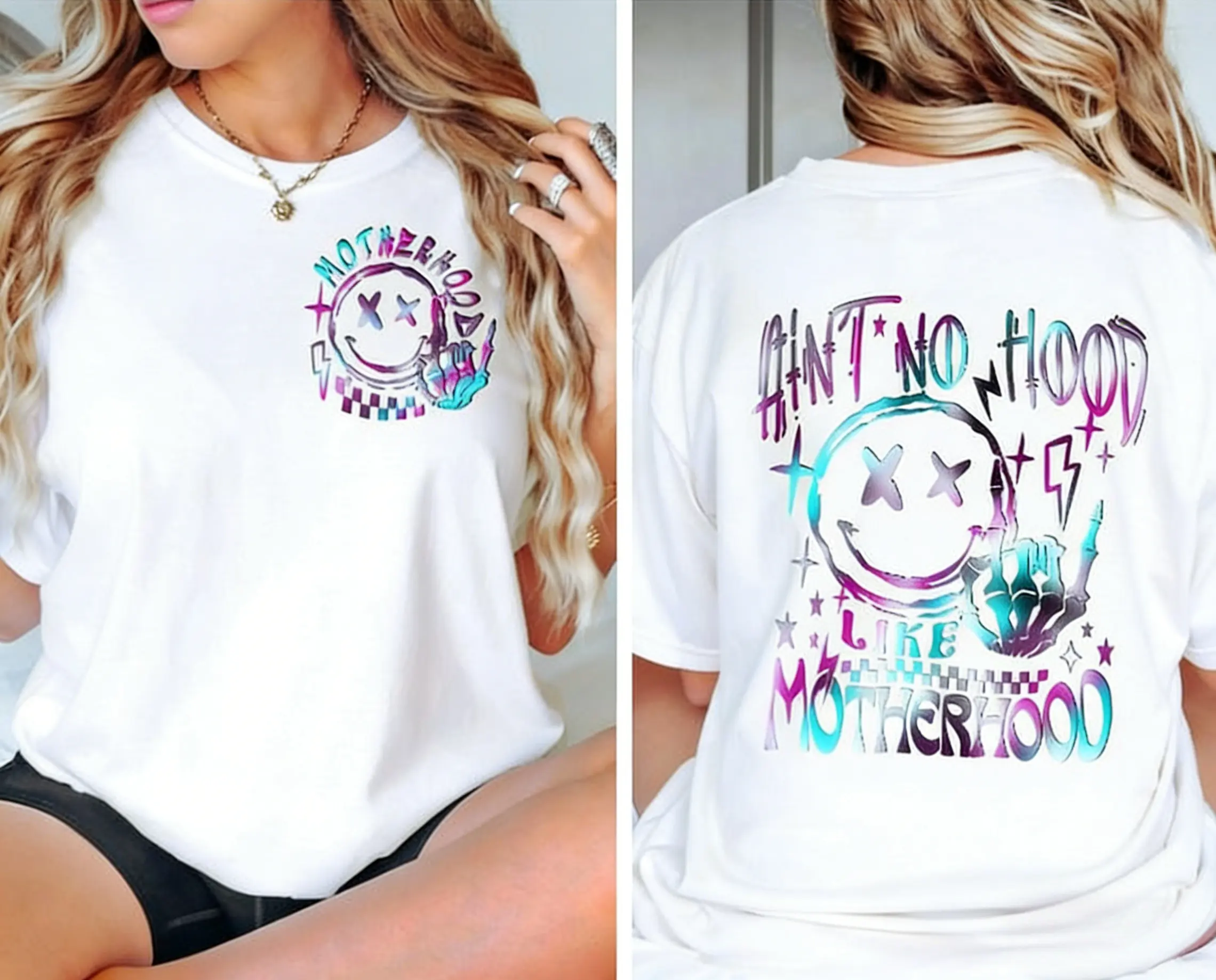 Women's "Ain't No Hood Like Motherhood" Graphic T-Shirt, Casual T Shirt for Moms, Ideal Mothers Day Gift, Mom Gift,summerwins Everyday Smooth,Street,shirts