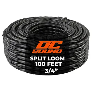 DC Sound 3/4" 19mm 100 Feet Split Wire Loom Cable Sleeves Conduit Protective Tubing