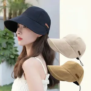 Zhao Lusi Style Fisherman Hat - Women's Korean UV-Protective Oversized Brim Design Sun Hat for Beach/Casual