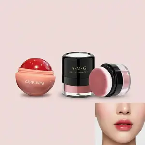 Waterproof Matte Liquid Blush Stick & Mushroom Head Blush Powder, 1 Count Spherical Juice Blush for Lips & Cheeks & 1 Count Cheek Blush Includes Makeup Mirror & Puff, Suitable for All Skin Types and Tones, Non-toxic Formula, Lip Cheek Tint