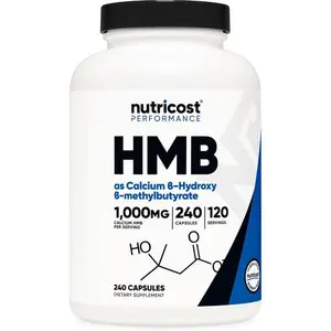 Nutricost HMB (Beta-Hydroxy Beta-Methylbutyrate) 1000mg (240 Capsules) - 500mg Per Capsule, 120 Servings - Gluten Free and Non-GMO (Pack of 2)