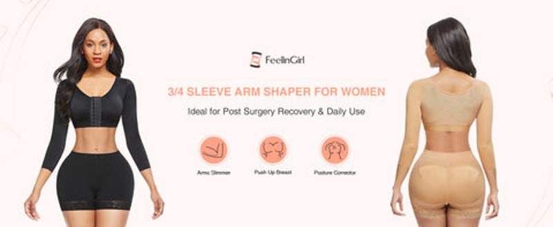 FeelinGirl Arm Shaper for Women Post Surgery Arm Lipo Compression Sleeves Slimming Arm Front Closure Shapewear Bras Women TikTokShopBlackFriday