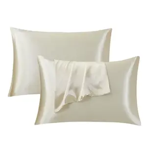 2/4-Pack Solid Champagne Satin Pillowcases, Silky Cooling Hair & Skin Care Pillow Covers, Envelope Closure Luxury Bedding for Home Bedroom Dorm, Soft Skin-Friendly Pillow Protectors Without Filler