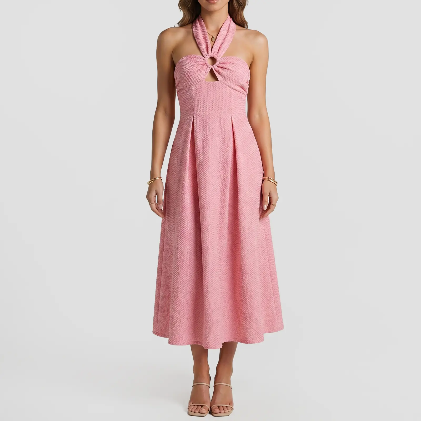 Hello Molly Secret Diaries Halter Maxi Dress Pink Maxi Dress Pink Dress