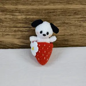 Handmade Amigurumi Crochet Red Pompompurin Sitting on Fruit Plushie