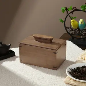 Bamboo & Walnut Wood Storage Box, Airtight Design for Tea & Coffee, Multi-Use Kitchen Organizer, Durable Bamboo Material, Tea Chest Box, Wooden, Kitchen Storage Solution