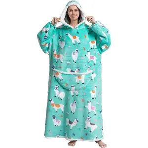 Extra Long  Wearable Blanket Hoodie,Big  sherpa Comfy for Adults Women