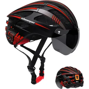 Shinmax Bike Helmet with USB Rechargeable Light Detachable Magnetic Goggles UV Protection Adjustable for Men Women Adult Mountain Road Cycling
