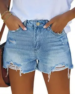 MIFOCAL Womens Mid Rise Casual Cutoff Denim Shorts Distressed Stretchy Ripped Jean Shorts