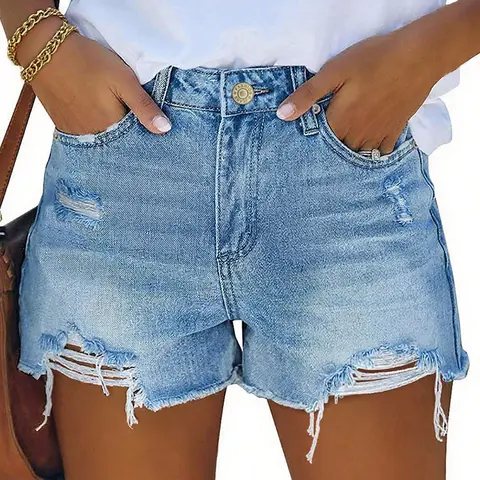MIFOCAL Womens Mid Rise Casual Cutoff Denim Shorts Distressed Stretchy Ripped Jean Shorts