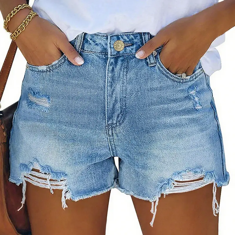 MIFOCAL Womens Mid Rise Casual Cutoff Denim Shorts Distressed Stretchy Ripped Jean Shorts