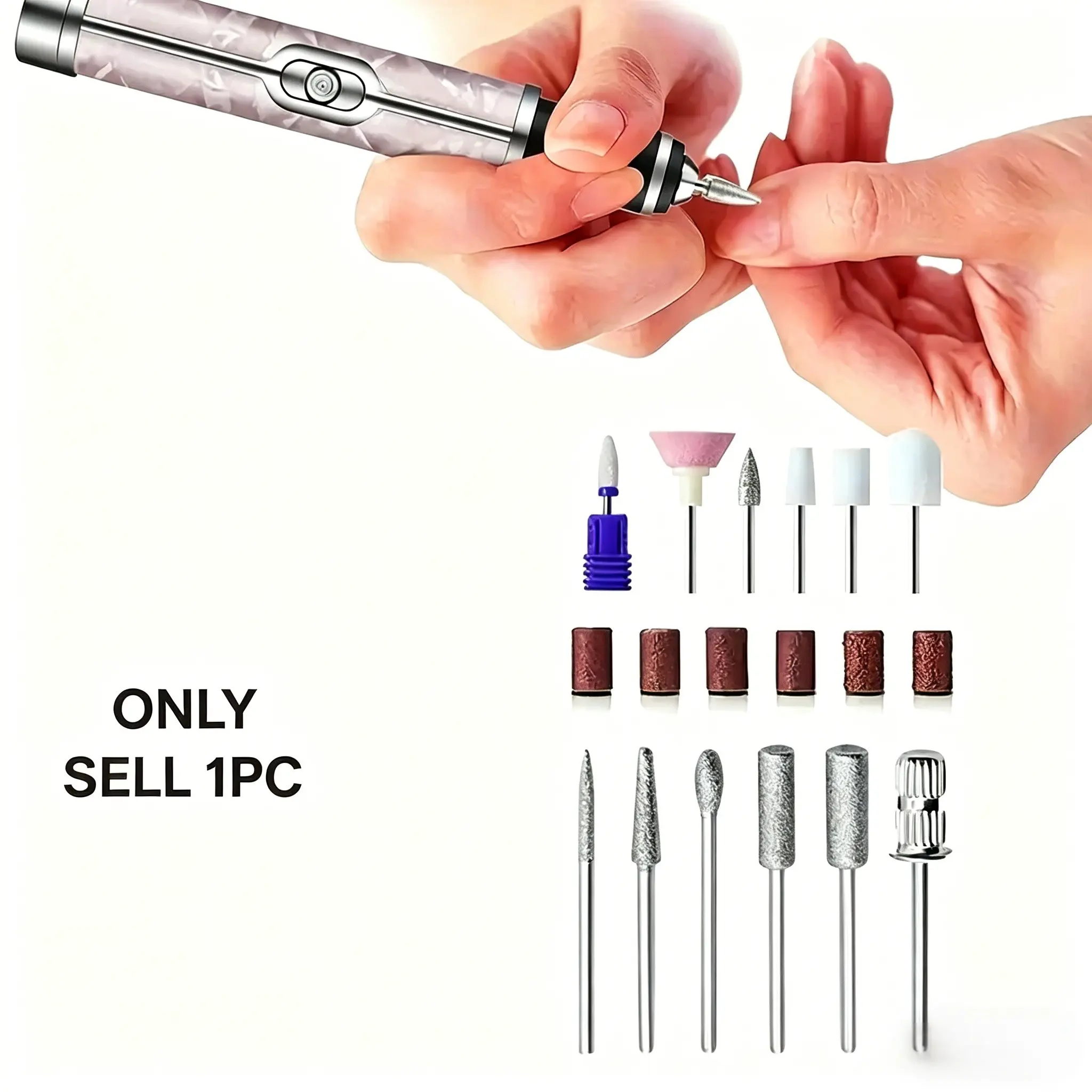 Mini Portable Electric Nail Drill Set, Nail Polisher, Rechargeable Pencil Electric Nail Sander Nail Care Machine for Nail Polishing, Shaping and Gel Removal in Home Salon, usb Charging