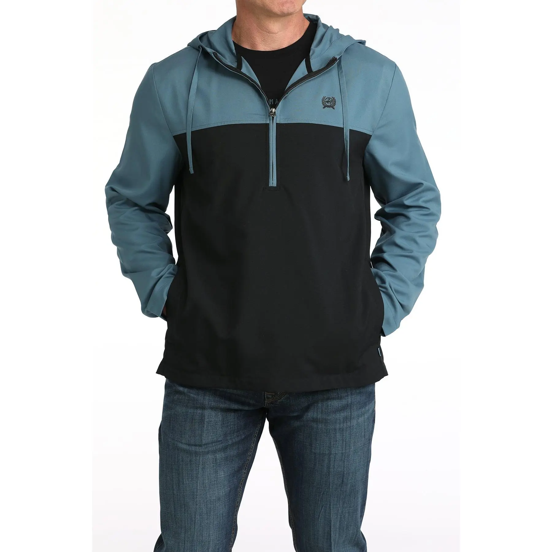Cinch Men’s Teal & Black Color Block Quarter Zip Hoodie