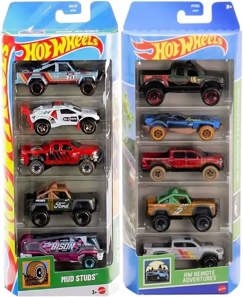 Hot Wheels Off Road Bundle 2 x 5-Pack Die-Cast Toy Cars, Mud Studs and HW Remote Adventures Themes, Ages 3+