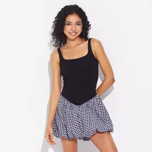 Women's Bubble Hem Mini Dress - Wild Fable Black Gingham Check S