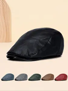 Unisex Casual Beret Flat Forward Cap, Fitted Woven Fabric, All-Seasons Wearable, Classic Newsboy Style, Perfect for Daily Use & Gifts