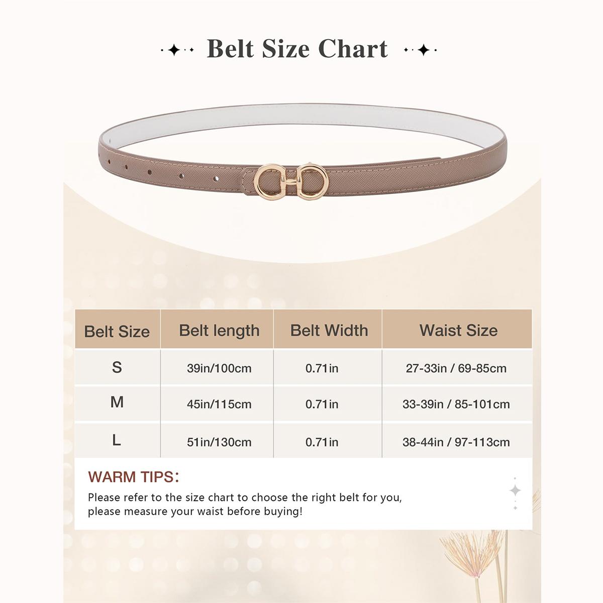Women Reversible Double Sided Thin Belt Fashion Elegant PU Leather Tight Waist Belt with Gold Buckle Vintage Two-in-One Jeans Dress Long Coats Belts Female Accessories