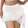 Yousify Women Y2K Lace Mini Skirt Low Rise Pleated Ruffle Short Layered Flowy Asymmetrical Fairy Half Slip Soft Breathable Stretchy Comfortable Basic Womenswear,summerwins,summeroutfits,vacationoutfits,beachoutfits,back to school shopping,sohochic