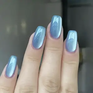 4 Box (96pcs) Square Cat Eye Press Nails Nude Green Blue Pink White Moonlight Full Covered Fake Nails Reusable Fake Nails For Women And Girls