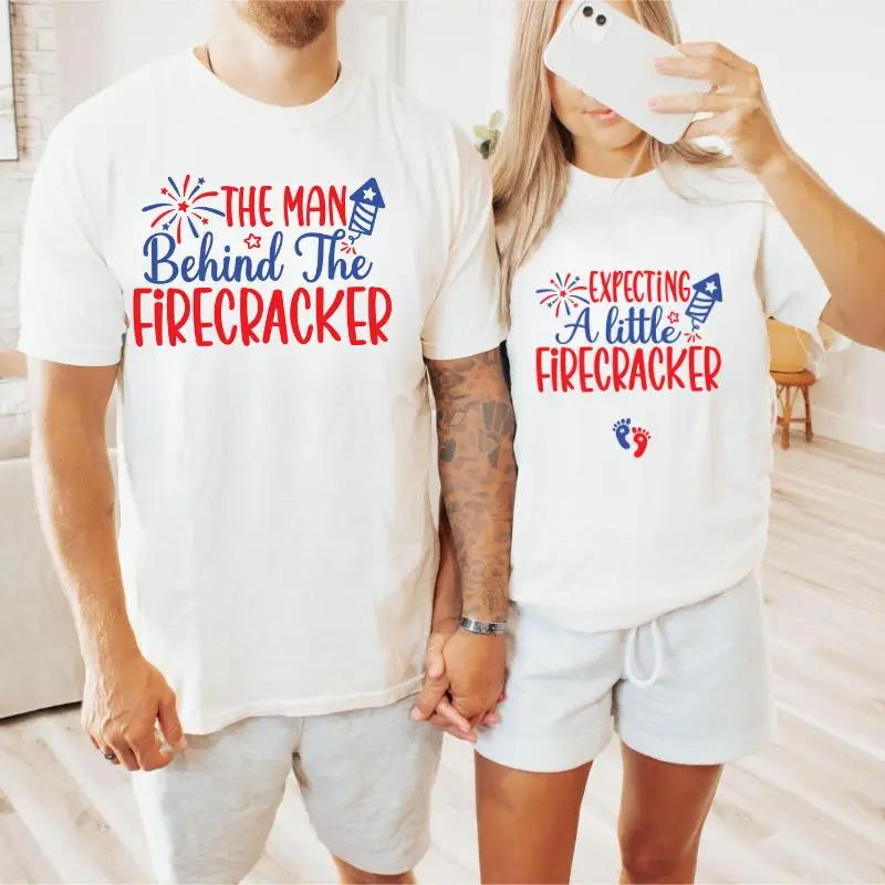 Funny Couples Behind The Firecracker Fourth of July Shirts, Adult Humor 4th of July Matching Shirts for Couples, Independence Day Fireworks Tees