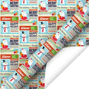 30" x 10' Holiday Wrapping Paper | Holiday News Papers Christmas Gift Wrap