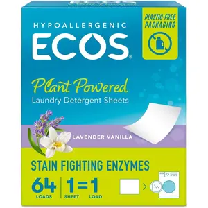 Laundry Detergent Sheets Vegan, No Plastic Jug, No Mess & Liquid Free - Laundry Sheets in Washer - Hypoallergenic, Plant Powered Laundry Detergent Sheets - Lavender Vanilla - 64 Sheets(Pack of 1)