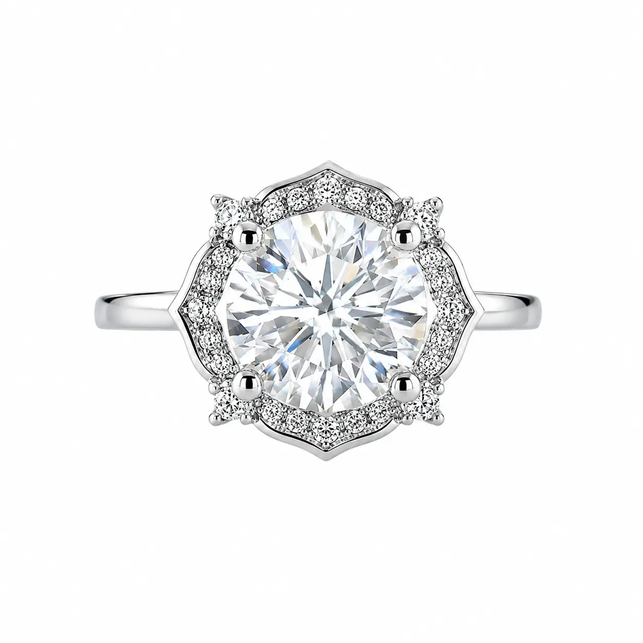 Elegant Moissanite Engagement Ring for Women, 2CT 8.0mm Sparkling Solitaire, Adjustable Wedding Band Fits US Sizes 5-9, Moissanite Wedding Ring, Artificial Moissanite