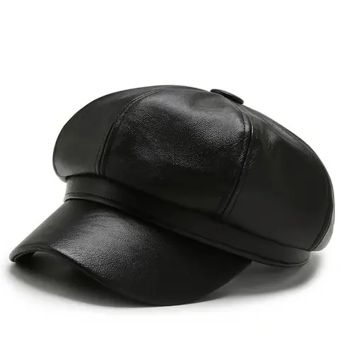 Unisex Octagonal Cotton Beret - Breathable Casual Trendy Hat with Artistic Vibe, Buckled Beanie for Commute Fall-Winter Wear, Men's Fashion Accessory for Engagement, Anniversary