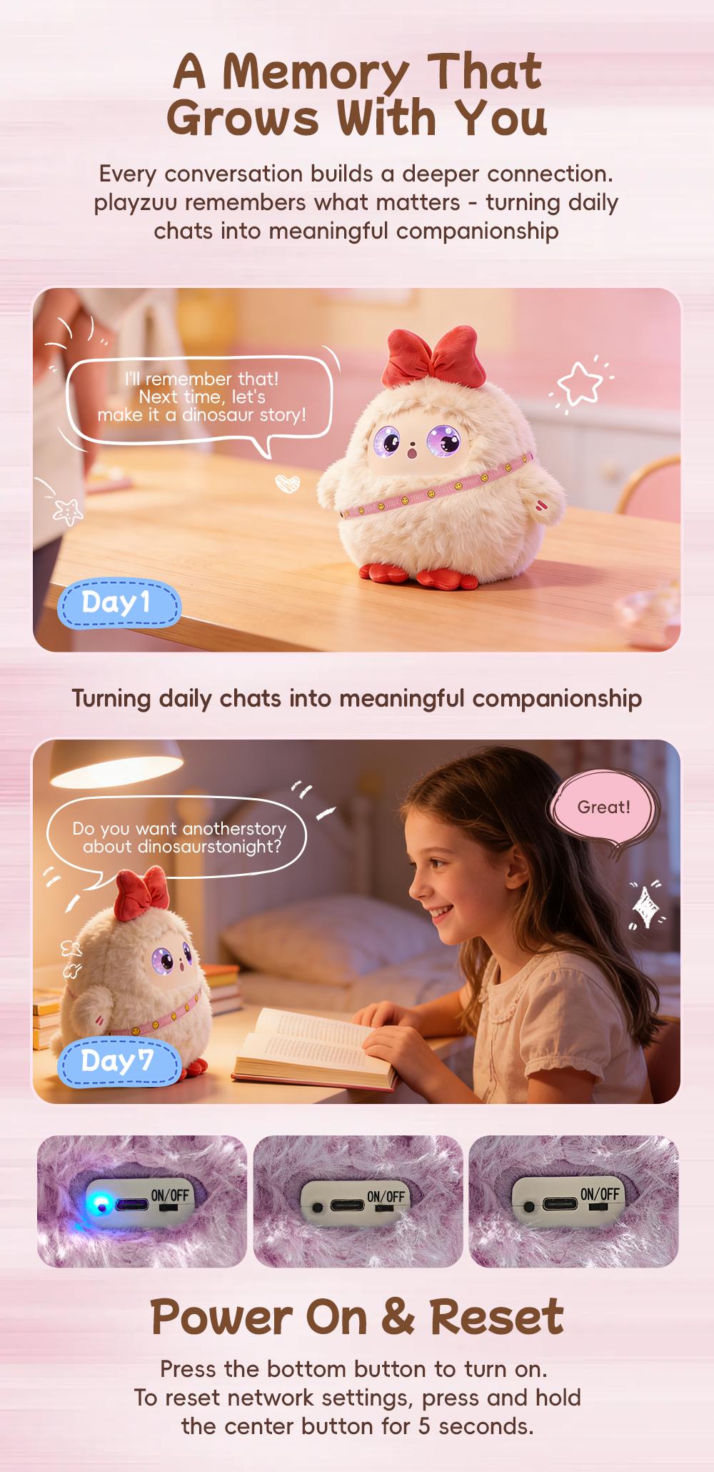 【Offical Authentic】playzuu AI Smart Plush Toy with ChatGPT - Multilingual Emotional AI Companion Plush Toy, Interactive Learning Assistant & Memory Trainer for Kids, Parental Control App with Chat Summary