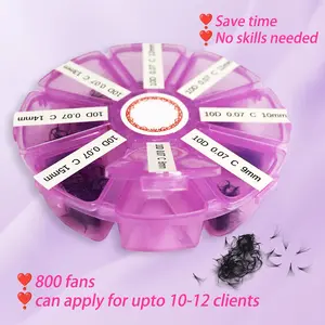 DIY 800-strand Cluster Fine Filament Pre-shaped False Eyelashes Durable Long-lasting Handcrafted Loose Fine Base Fan-shaped Design 10D 0.07C 8-15mm