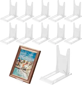 10 Pack Acrylic Book Stand for Display - Adjustable Clear Holder for Bible, Card, Brochure, Comic, Album, Magazine, Postcard, Artworks (4.4 X 4.13 X 2.36 Inch) GAQWOK