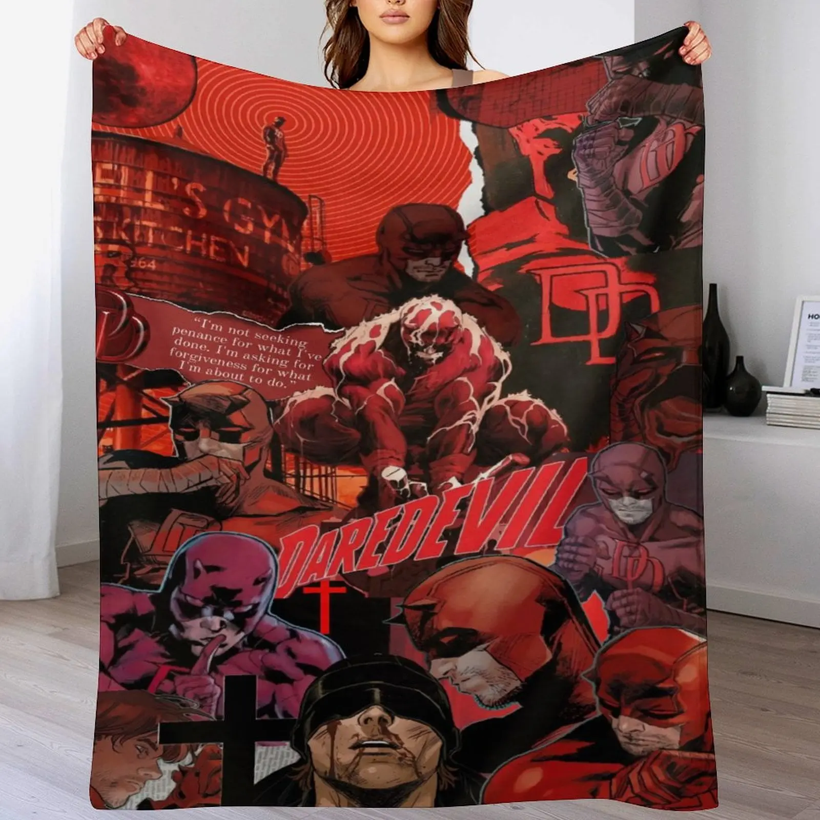 Daredevil-Themed Cozy Flannel Throw Blanket - Soft Home Decor Blanket for Sofa, Travel, Home Bedroom Use, Cozy Flannel Blanket