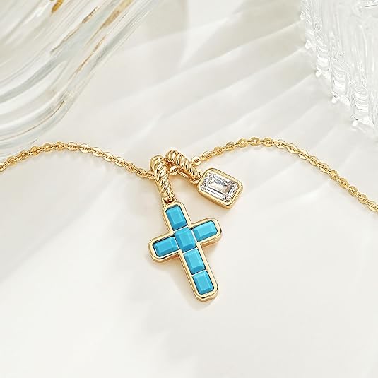 Fettero Gold Cross Necklace for Women - Double Pendant Necklaces  Gold Plated Removable Cross Necklace Dainty Simple Gold Necklace for Women Trendy Faith Gold Jewelry Gifts
