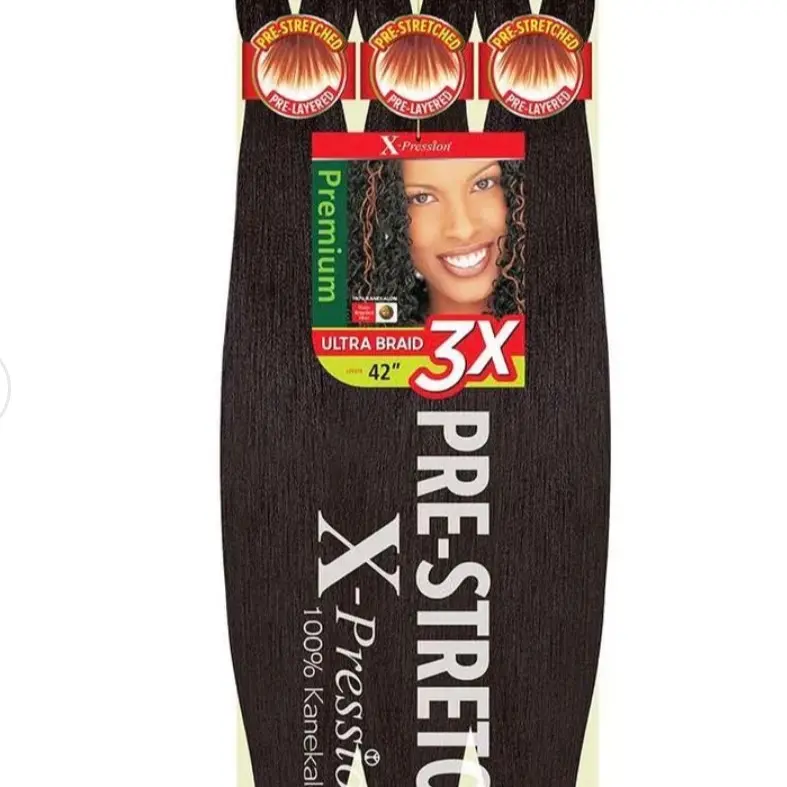 OUTRE Braids X-Pression Kanekalon 3X Ultra Pre-Stretched Braid 52" - 3 Pack Straight Texture Synthetic Hair Extension for Braided Looks