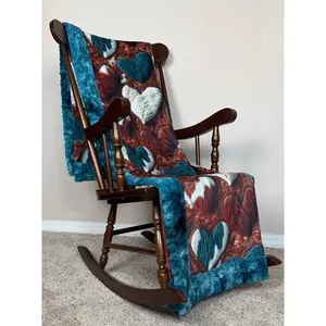 XL Hearts on Mallard Luxe  55x86 Minky Blanket