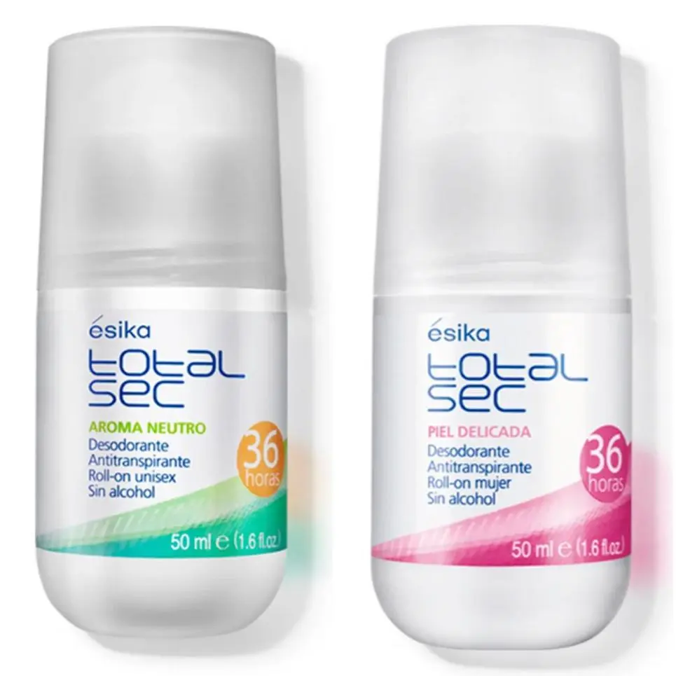Esika Total Sec Unisex & Women Roll-on Antiperspirant Deodorant 2-Pack 50ml Each 36 Hours Protection