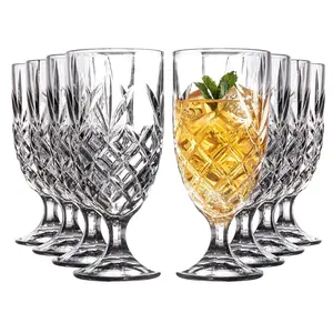 Royalty Art Kinsley Lowball Glasses Set, 8 Long-Stem Tumbler, Tall Goblet Style Glassware for Hosting Parties, Events, or Evening Dinners, Bourbon, Scotch or Liquor whiskey cup
