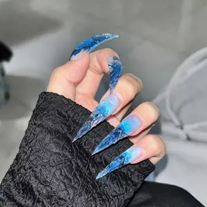 2026 New Women's Handmade Press-On Nails, Teardrop Pointy 3D Dragon Claw Cat Paw Nail Art, Reusable Non-Damaging, 10 Pcs Spring Summer