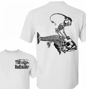 Skeleton Riding Fish The RodFather 2 Sided Shirt, Funny Fishing Tee, Fisherman Outdoors Outfit, Fishing Dad Tee, Father's Day Gift, Camo Dad Gift