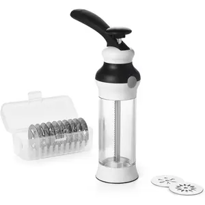 14-Piece Cookie Press Set, 12 Stainless Steel Disks, Storage Case, Essential Home Baking Supplies for Cookie Making, Festive Shapes, Holiday & Everyday Treats