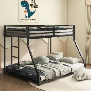 This twin all metal bunk bed features a timeless design and durability, making it the perfect bunk bed for children, teenagers, and even adults. Low profile twin bed with bunk bed, equipped with ladder and guardrail, easy to climb, bedroom bed